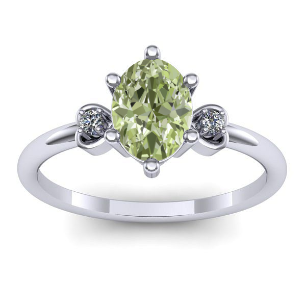 Inel logodna cu diamant de laborator verde oval