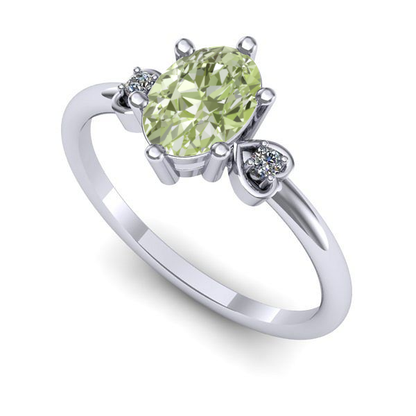 Inel logodna din aur alb cu diamant de laborator verde