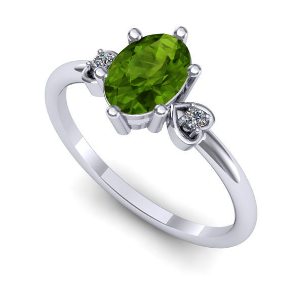 Inel logodna din aur alb cu peridot