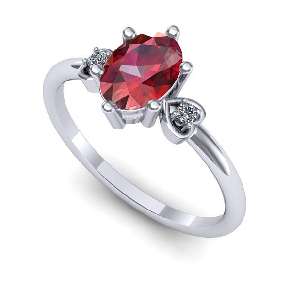 Inel din aur alb cu rubin