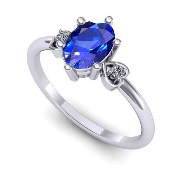 Inel din aur alb cu safir