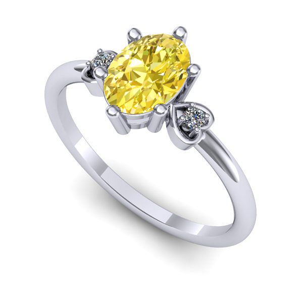 Inel din aur alb cu safir galben