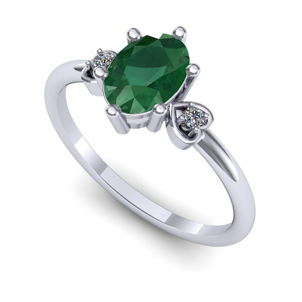 Inel de logodna din aur alb cu smarald