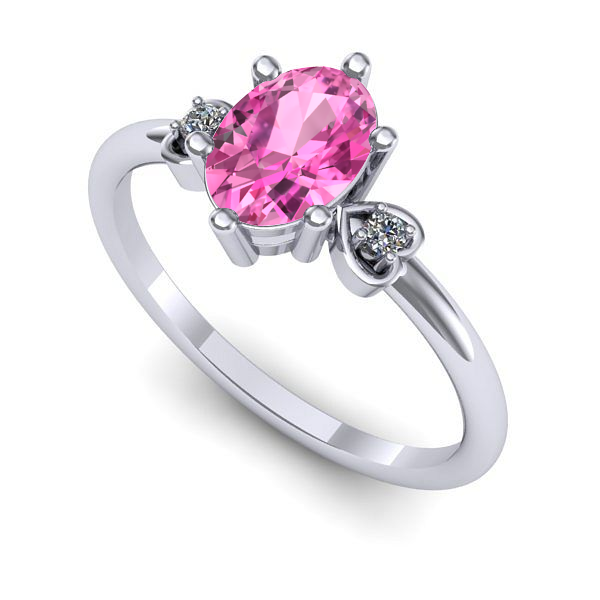 Inel din aur alb cu safir roz