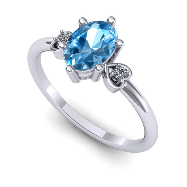 Inel logodna din aur alb cu topaz blue