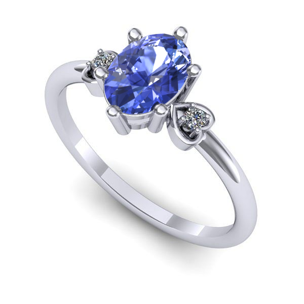 Inel logodna din aur alb cu tanzanit