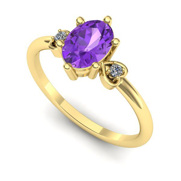Inel logodna din aur galben cu ametist