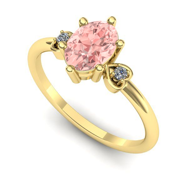 Inel din aur galben cu diamant de laborator roz