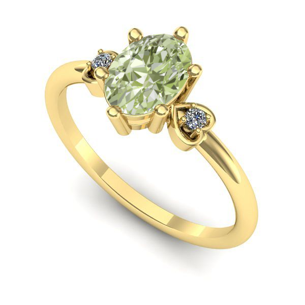 Inel logodna din aur galben cu diamant de laborator verde