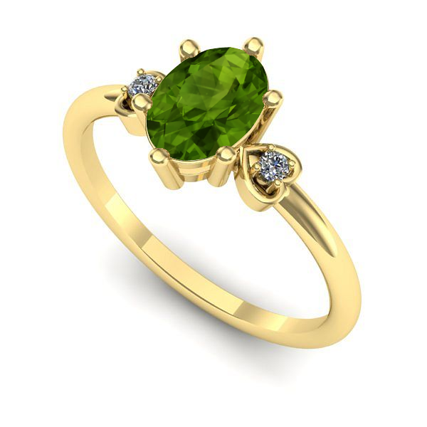 Inel logodna din aur galben cu peridot