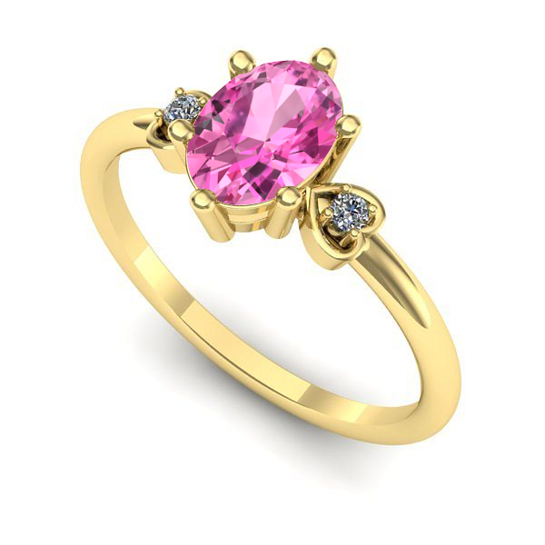 Inel din aur galben cu safir roz