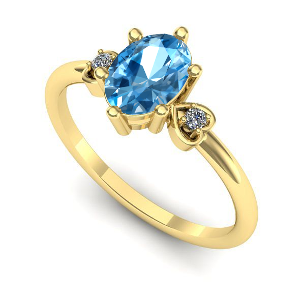 Inel de logodna din aur galben cu topaz blue