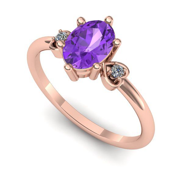 Inel din aur roz cu ametist