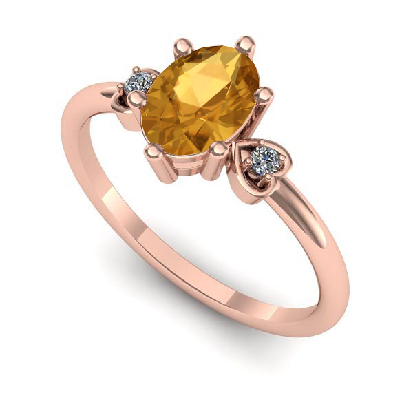 Inel logodna din aur roz cu citrin