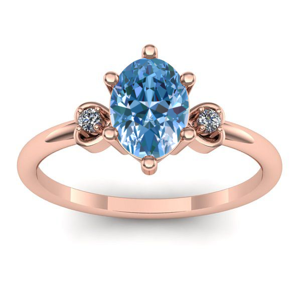 Inel cu diamant de laborator albastru oval
