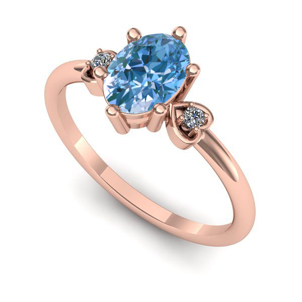 Inel logodna din aur roz cu diamant de laborator albastru