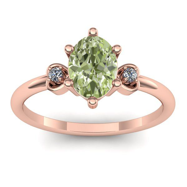 Inel logodna cu diamant de laborator verde oval