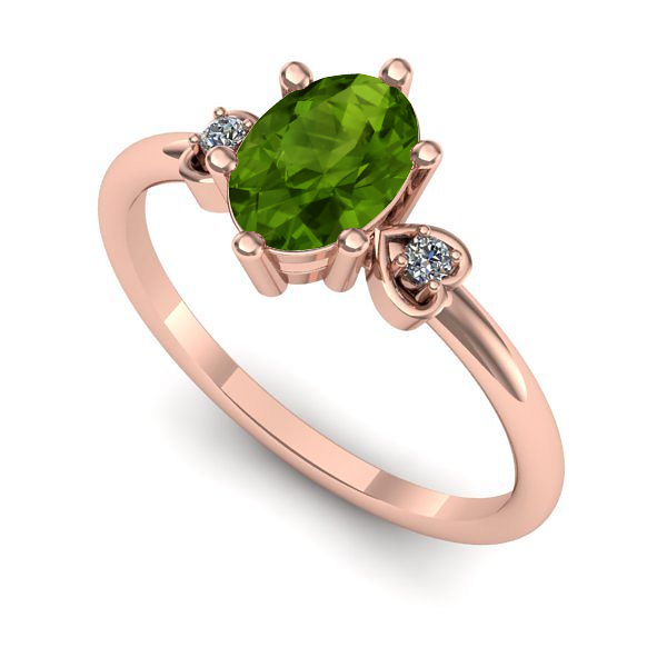 Inel de logodna din aur roz cu peridot