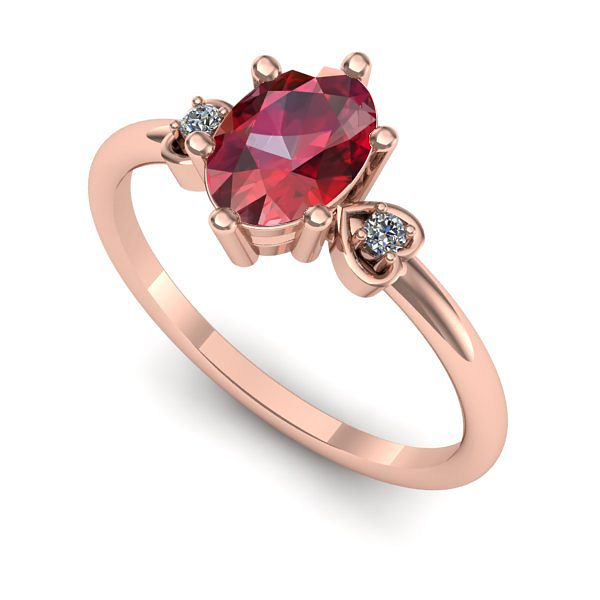 Inel logodna din aur roz cu rubin
