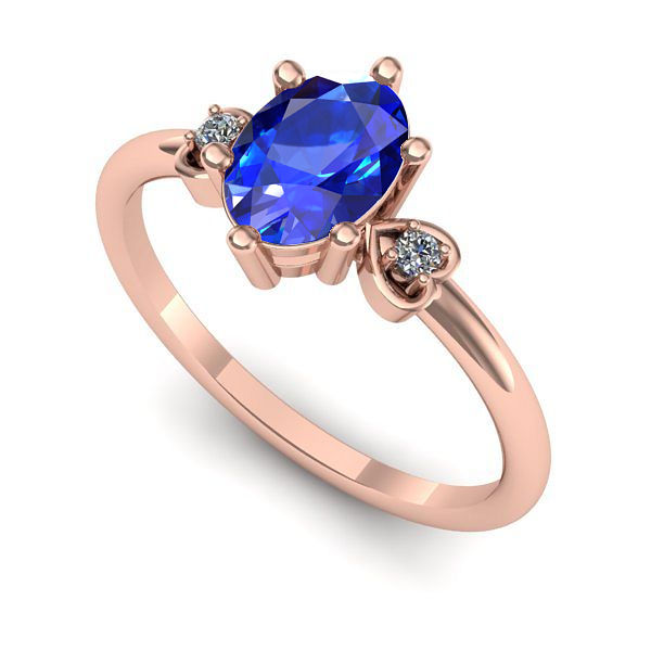 Inel de logodna din aur roz cu safir