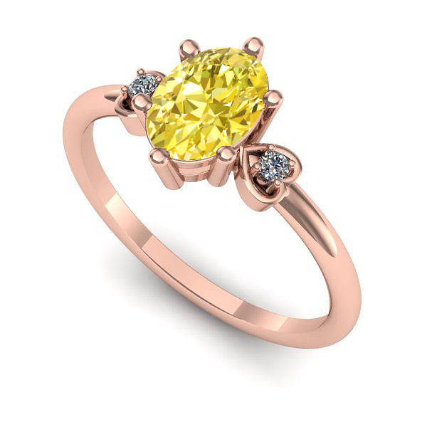 Inel de logodna din aur roz cu safir galben