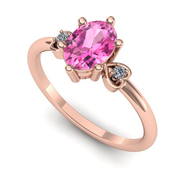 Inel logodna din aur roz cu safir roz