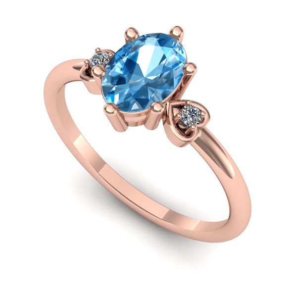 Inel din aur roz cu topaz blue