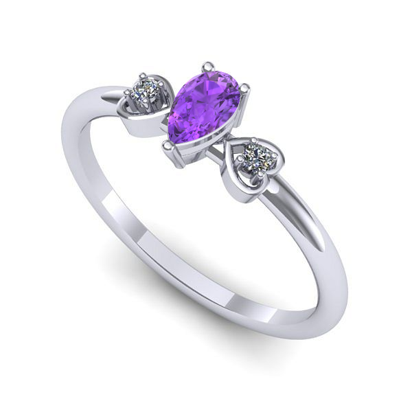 Inel de logodna din aur alb cu ametist