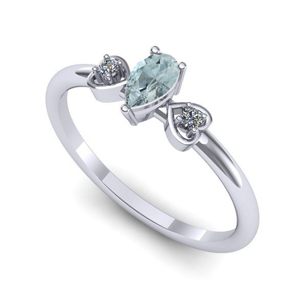 Inel logodna din aur alb cu aquamarin