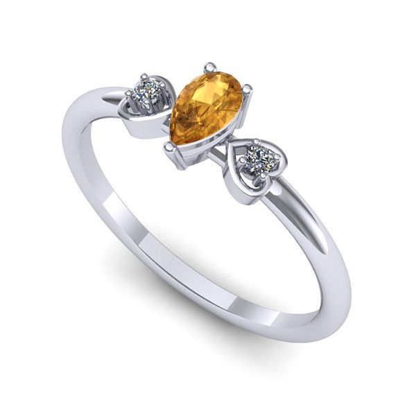 Inel de logodna din aur alb cu citrin