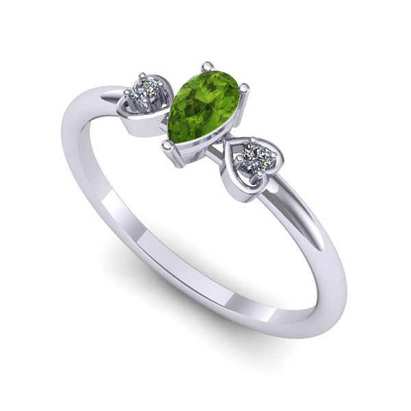 Inel logodna din aur alb cu peridot