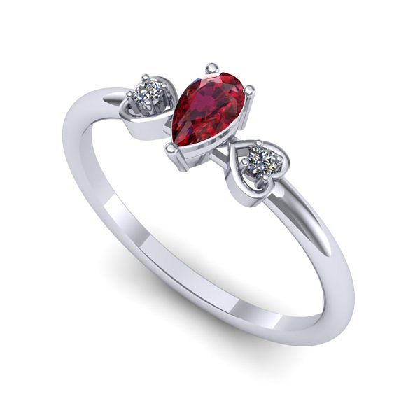 Inel logodna din aur alb cu rubin