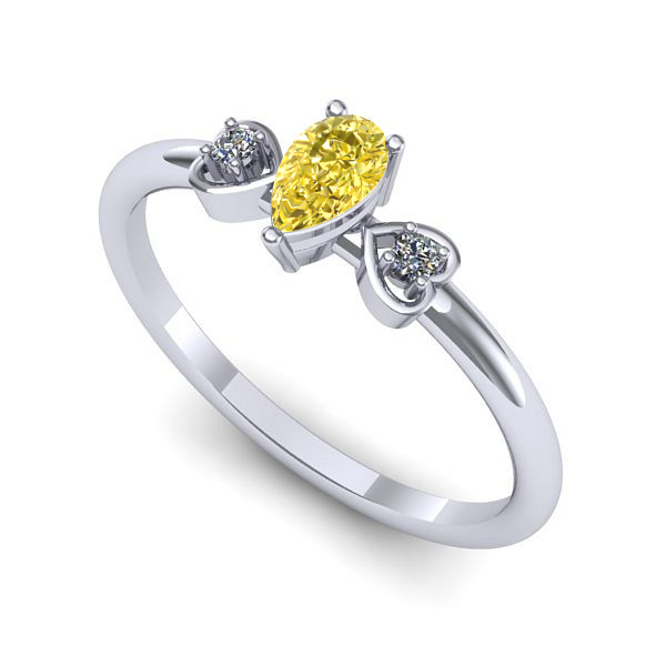 Inel din aur alb cu safir galben