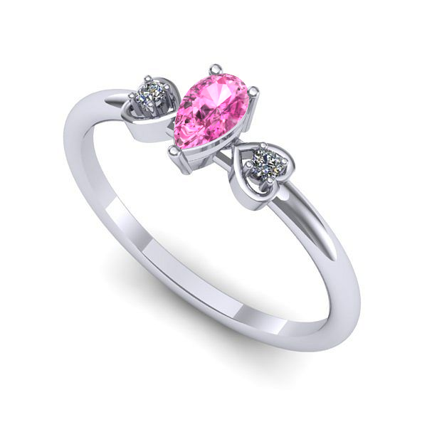 Inel de logodna din aur alb cu safir roz