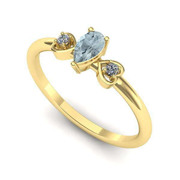 Inel de logodna din aur galben cu aquamarin