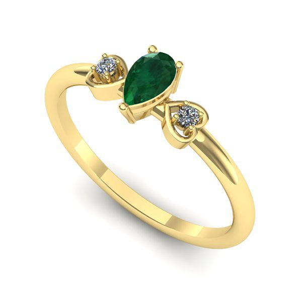 Inel din aur galben cu smarald