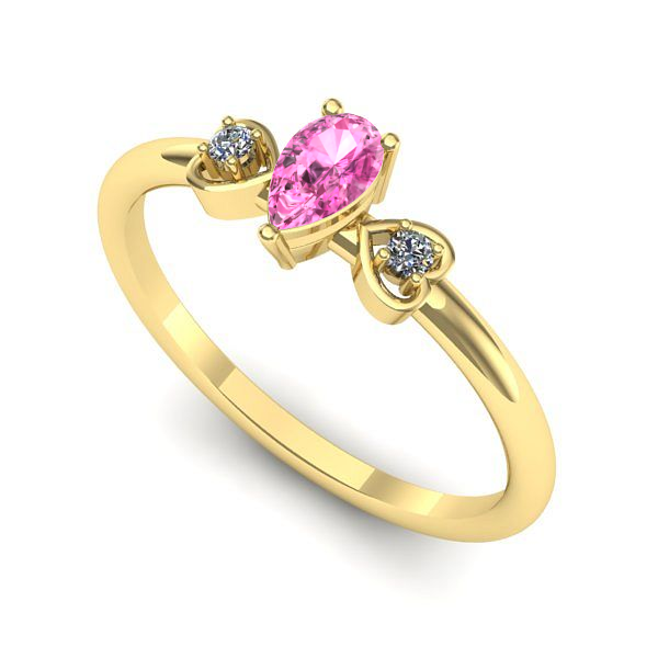 Inel logodna din aur galben cu safir roz
