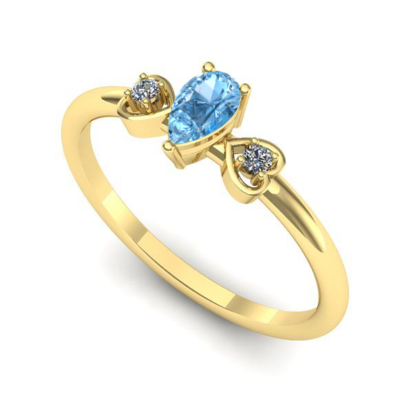 Inel de logodna din aur galben cu topaz blue