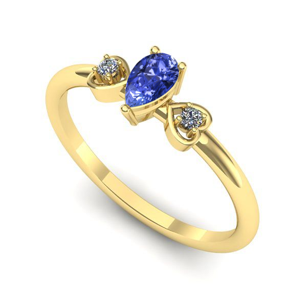 Inel de logodna din aur galben cu tanzanit