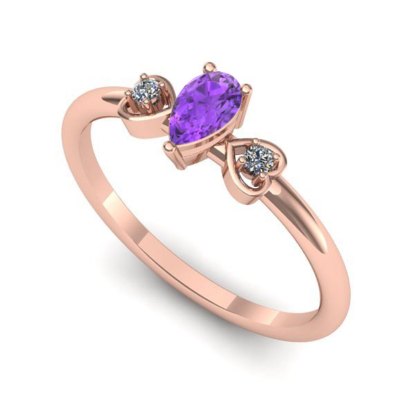 Inel logodna din aur roz cu ametist