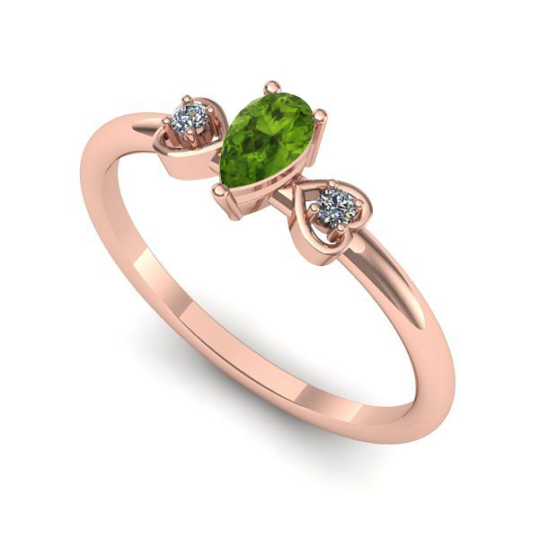 Inel de logodna din aur roz cu peridot