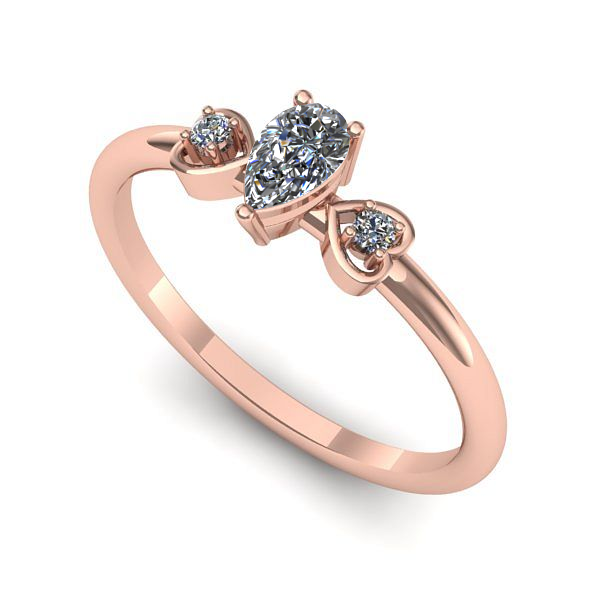 Inel logodna din aur roz cu safir alb