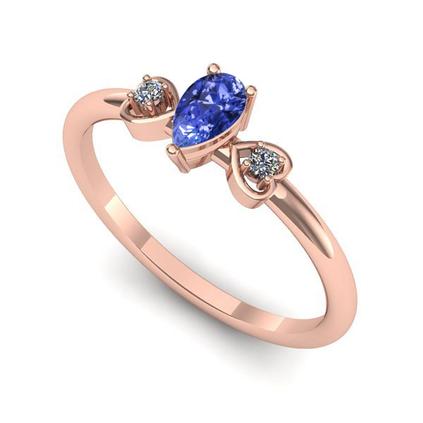 Inel logodna din aur roz cu tanzanit