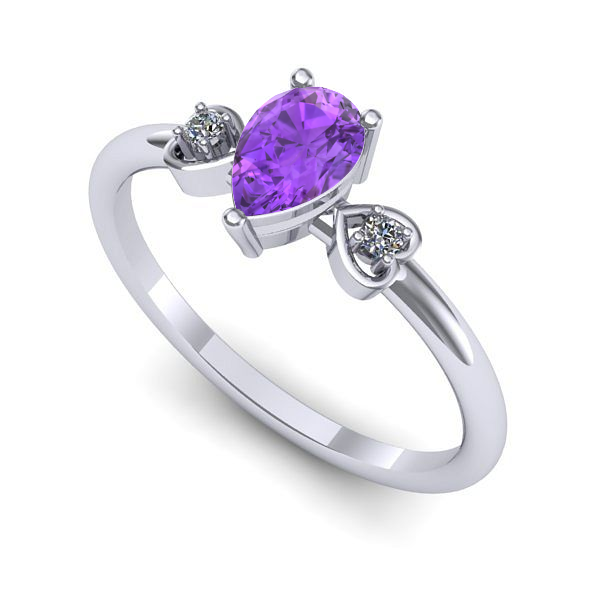 Inel din aur alb cu ametist