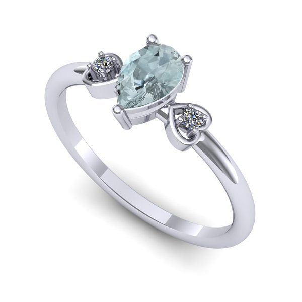 Inel din aur alb cu aquamarin