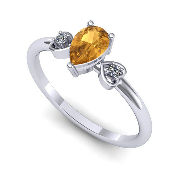 Inel din aur alb cu citrin