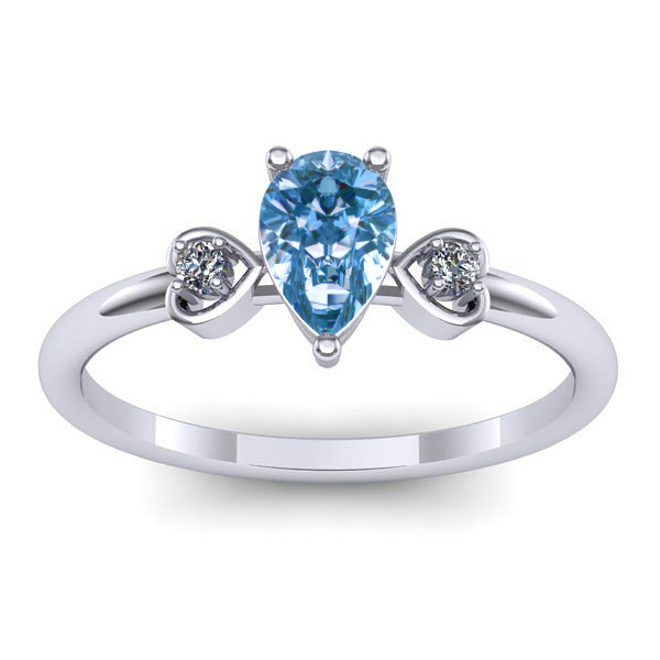 Inel de logodna cu diamant de laborator albastru lacrima