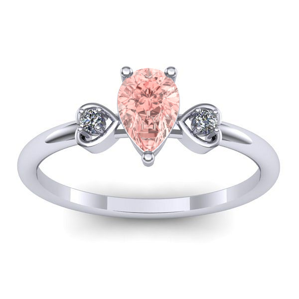 Inel logodna cu diamant de laborator roz lacrima