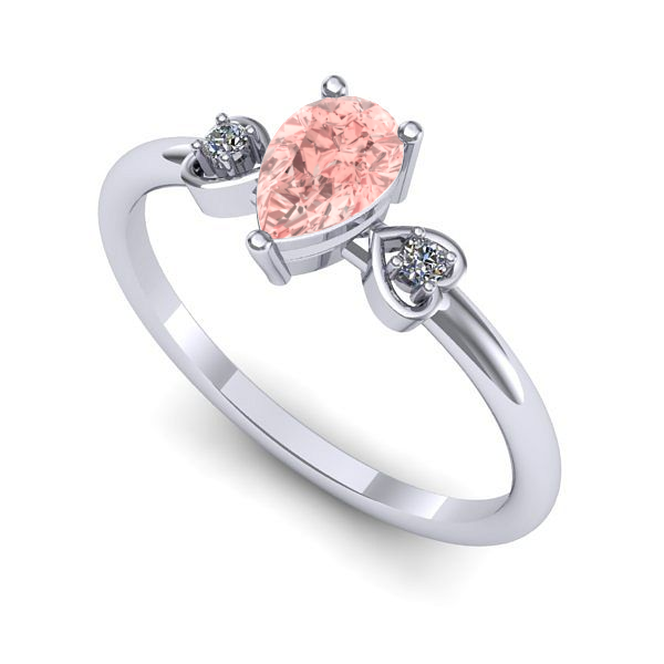 Inel de logodna din aur alb cu diamant de laborator roz