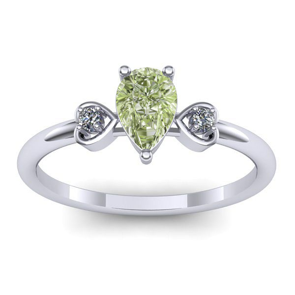 Inel logodna cu diamant de laborator verde lacrima